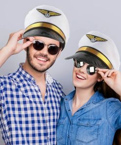 Alternative view of 12 Pack Men Pilot Hats Airplane Hat Adjustable Airline Pilot Hat for Women Halloween Cosplay Costume Accessory
