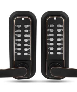 Double Sided Keypad Door Lock with Adjustable Deadlatch 2-3/8'' and 2-3/4'', Keyless Door Lock with Handle