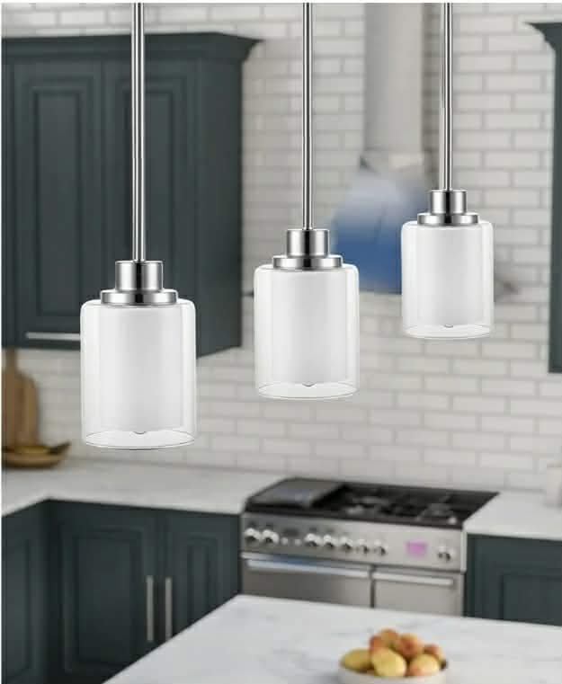 3pk, 1-Light Pendant Light Fixtures, 3 Pack Modern Brushed Nickel - Image 6