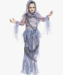 Scary Ghost Dress Midnight Costume for Halloween, Large, 10-12yrs