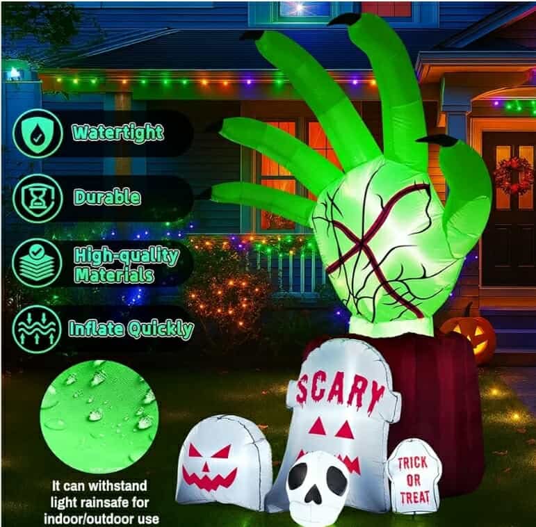 8.6 FT Halloween Inflatables Decorations Outdoor - Zombie Hand Animated Blow Ups Yard Decoration Animatronic - Image 2