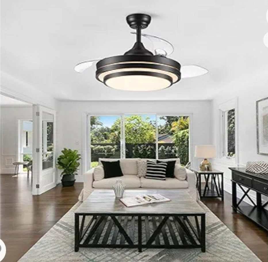 Retractable Ceiling Fan with Lights Remote Control, 42 Inch Black Ceiling Fan - Image 14