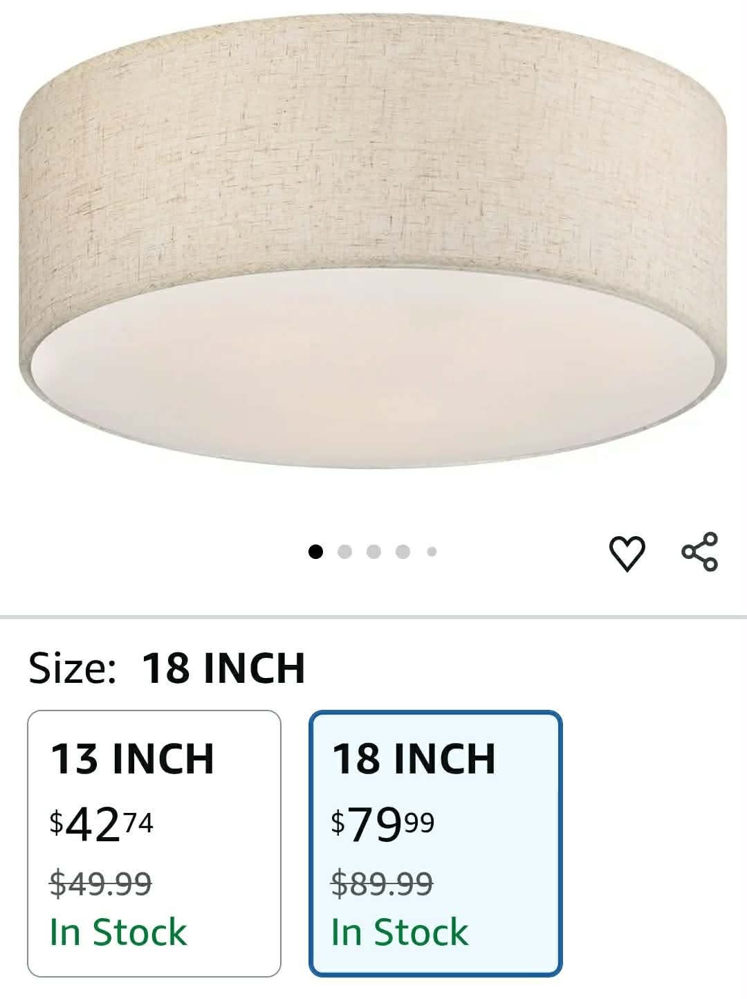18'' Flush Mount Ceiling Light Modern Farmhouse Drum Ceiling Light Fixture with Linen Fabric Shade 3-Light Drum - Image 2