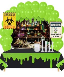 41 Pcs Halloween Mad Scientist Party Decoration Kit Include Chemistry Lab