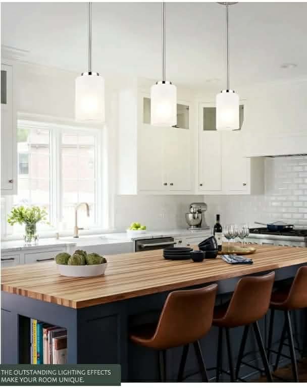 2pk 1-Light Mini Pendant Light Fixtures, Industrial Chandelier Hanging Ceiling Light with Opal White Shades - Image 7