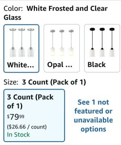 Alternative view of 3pk, 1-Light Pendant Light Fixtures, 3 Pack Modern Brushed Nickel