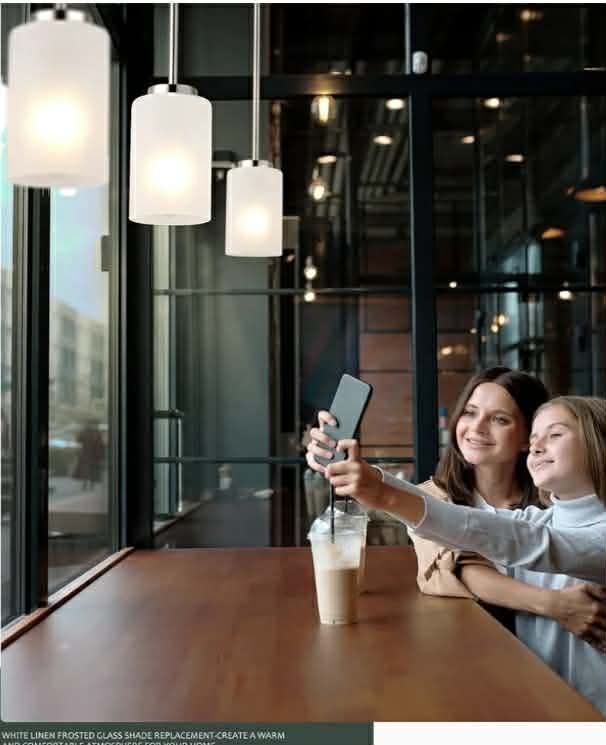2pk 1-Light Mini Pendant Light Fixtures, Industrial Chandelier Hanging Ceiling Light with Opal White Shades - Image 6