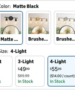 Alternative view of 4-Light Bathroom Light Fixtures, Black Bathroom Lights Over Mirror with Clear Glass Globe Shade