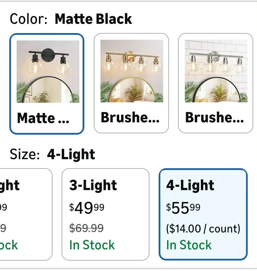 4-Light Bathroom Light Fixtures, Black Bathroom Lights Over Mirror with Clear Glass Globe Shade - Image 2