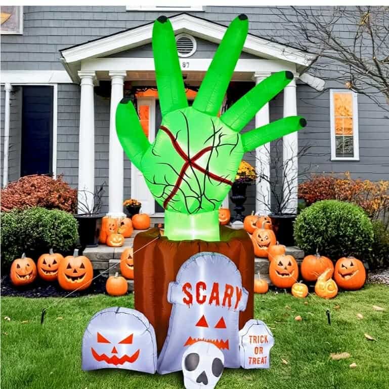 8.6 FT Halloween Inflatables Decorations Outdoor - Zombie Hand Animated Blow Ups Yard Decoration Animatronic