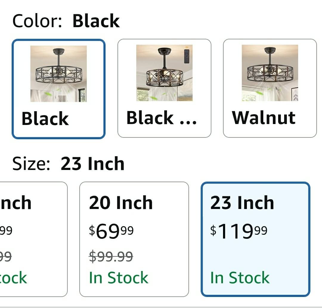 23 Inch Fandelier Caged Ceiling Fans with Lights and Remote, Black Bladeless Ceiling Fan with 6 Speeds and Timing - Image 3