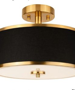 3-Light Semi Flush Mount Ceiling Light Fixture, 12.6" Gold Drum Light