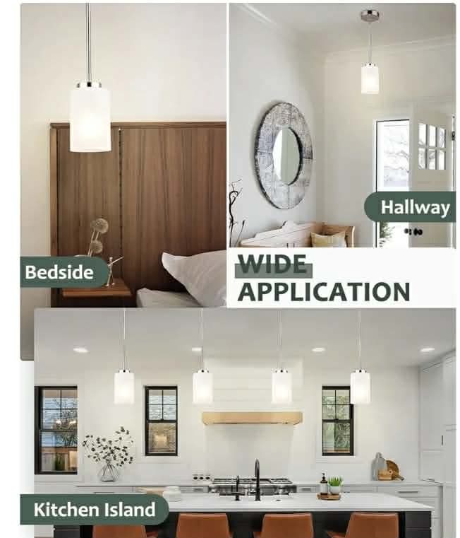 2pk 1-Light Mini Pendant Light Fixtures, Industrial Chandelier Hanging Ceiling Light with Opal White Shades - Image 10
