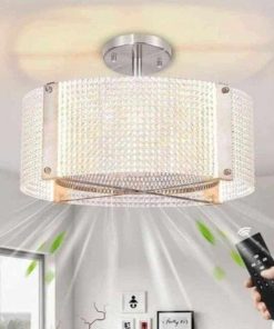 Crystal Ceiling Fans w/ Lights Remote Control 6 Speed Dimmable Elegant Flush