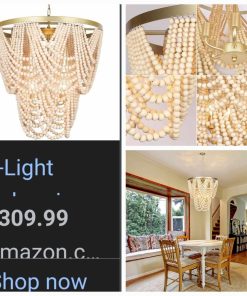 Alternative view of 6-Light Bohemia Wood Beaded Chandelier for Dining Room, Coastal Pendant