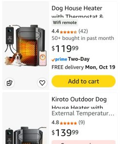 Alternative view of Dog House Heater w Thermostat & WiFi App Control 2026, 45–113°F, 24H Timer, 500W Fast Heating Outdoor Pet House Warmer, Safe Anti-Chew Cord, Waterproof for Dogs, Cats & Chicken Coops