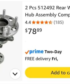 Alternative view of 2 Pcs 512492 Rear Wheel Bearing Hub Assembly Compatible with Hyundai & Kia