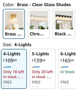 Alternative view of 4 Light Modern Bathroom Light Fixtures Over Mirror, Brass Finish Vanity Light