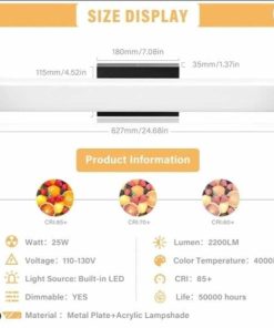 Alternative view of 24 inch Vanity Lights for Bathroom, Black Bathroom Light Fixtures Daylight 25W Dimmable