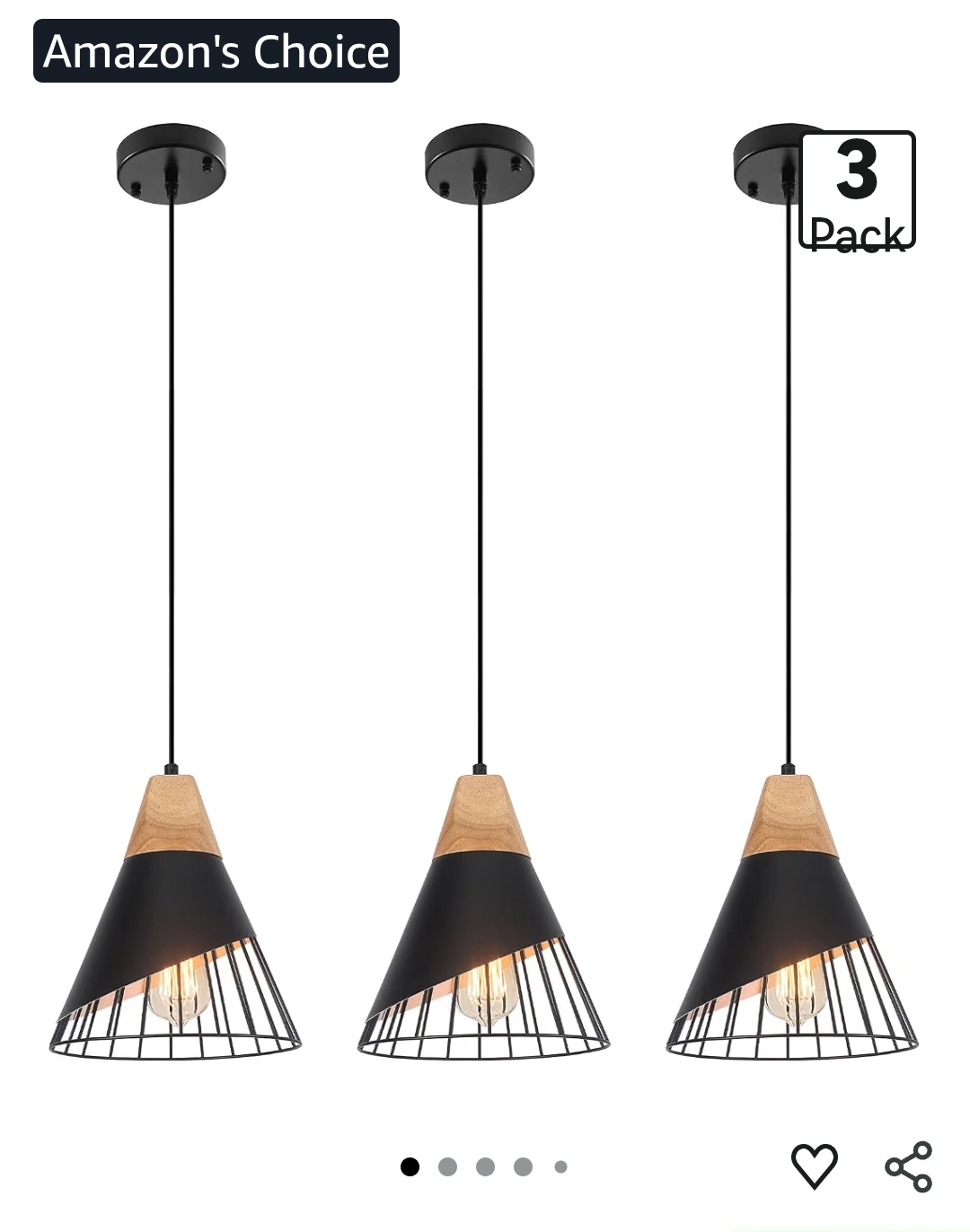 3pk Iron Pendant Lights, Modern Geometric Lights, Ceiling Decorative Lighting fixtures - Image 3