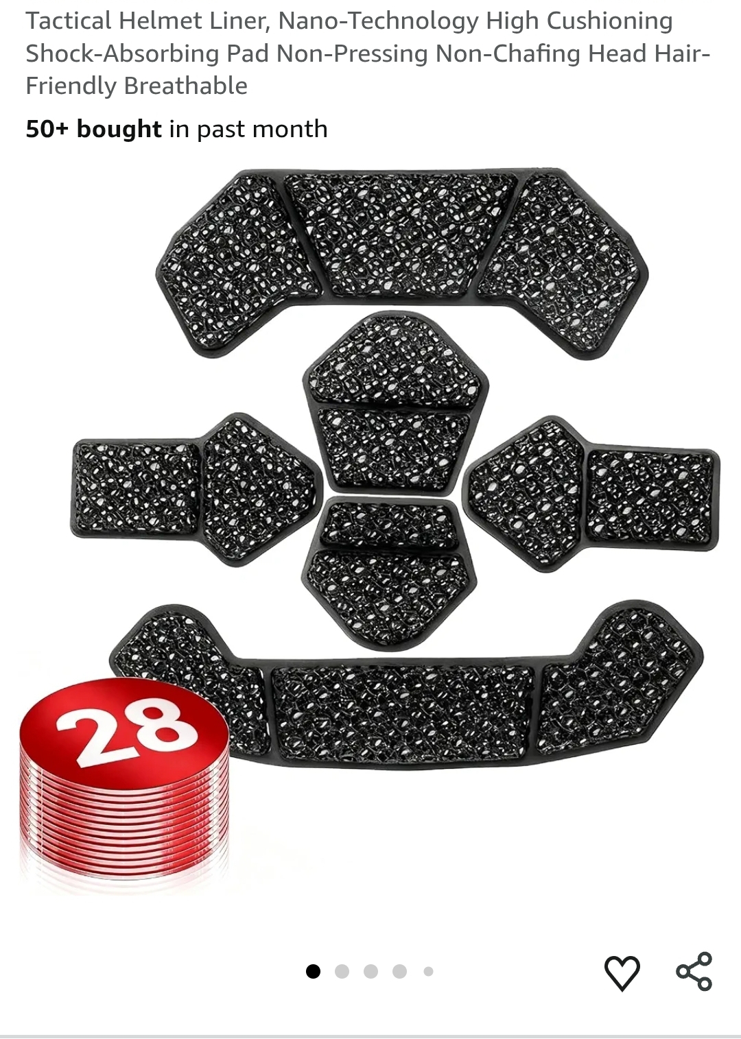 Tactical Helmet Liner, Nano-Technology High Cushioning Shock-Absorbing Pad Non-Pressing Non-Chafing Head Hair-Friendly Breathable
