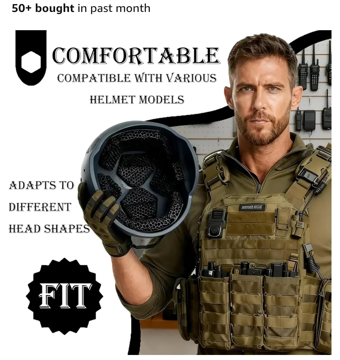 Tactical Helmet Liner, Nano-Technology High Cushioning Shock-Absorbing Pad Non-Pressing Non-Chafing Head Hair-Friendly Breathable - Image 5