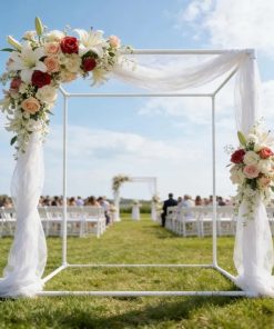 Photo Backdrop Stand W7.2 x L7.2 x H7.2 FT Square Banner Stand White Backdrop Support Kit