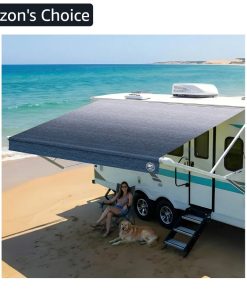 19.5oz Heavy Duty RV Awning Fabric Replacement, 5-Layer Rip-Stop No-Hole Vinyl Camper Awning, Waterproof UV-Resistant RV Canopy