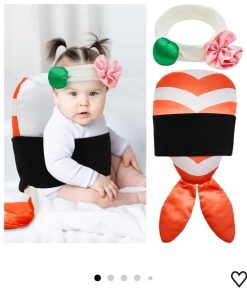 Halloween Shrimp Sushi Costume Kit for Baby Sushi Costume with Headband