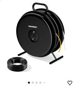 415D Wire Dispenser Wheel, Dual Capacity 2-Reel Wire Dispenser with Easy Grip Handle & Aluminum Reel, Compatible with 250ft 14/2 14/3 14/4 12/2 12/3 10/2 Electrical Wire Rolls