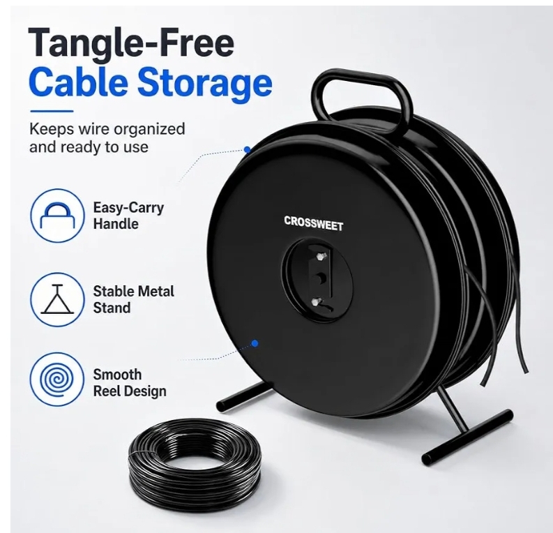 415D Wire Dispenser Wheel, Dual Capacity 2-Reel Wire Dispenser with Easy Grip Handle & Aluminum Reel, Compatible with 250ft 14/2 14/3 14/4 12/2 12/3 10/2 Electrical Wire Rolls - Image 10