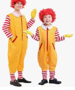 4 PCS Clown Costume Set Circus Outfit for Boys Girls Halloween Cosplay