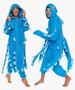 Sea Creatures Onesie Lobster, Clown Fish, Hammerhead Shark, Octopus, Squid - Plush Adult Animal Costume Jumpsuit