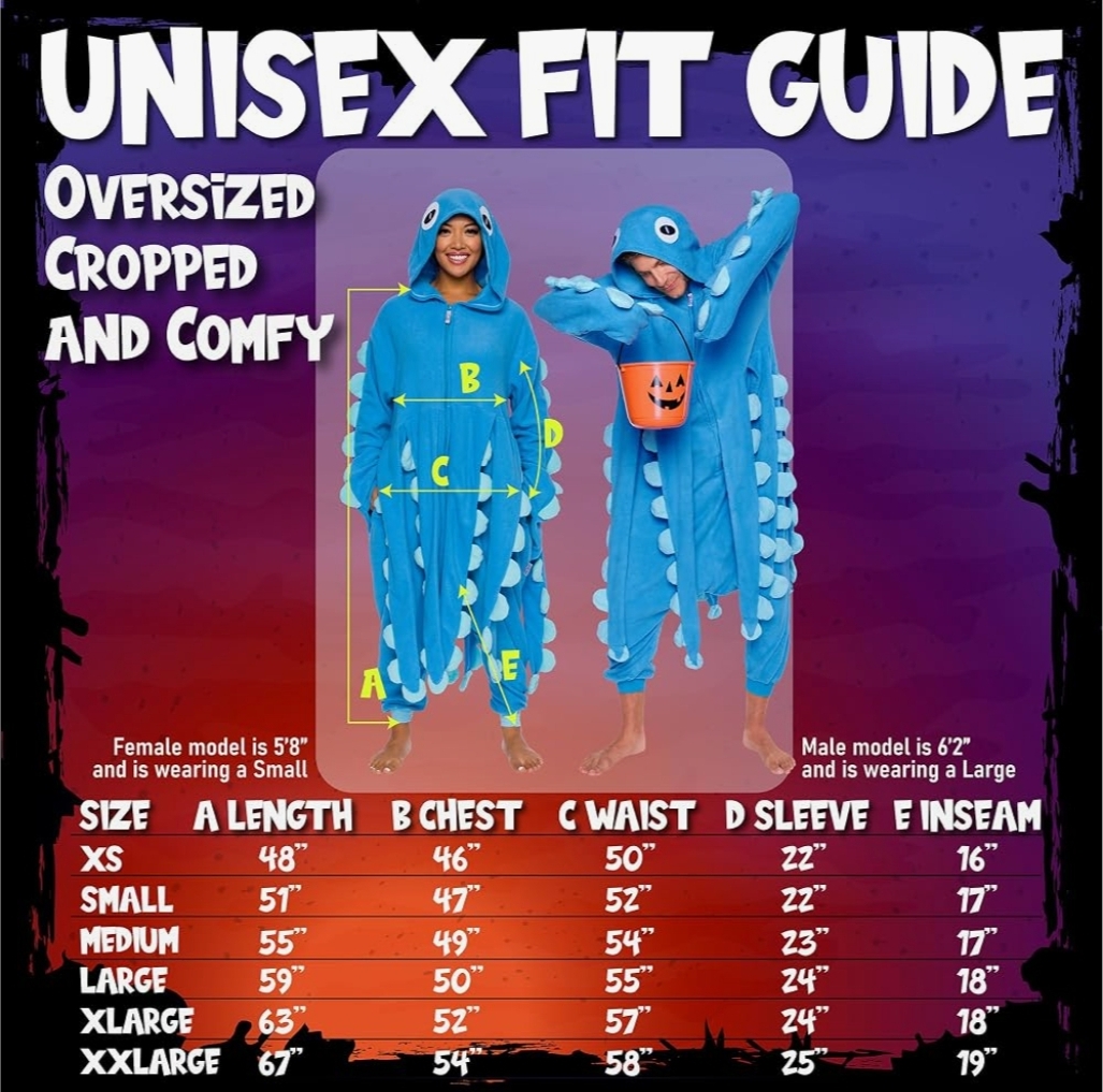 Sea Creatures Onesie Lobster, Clown Fish, Hammerhead Shark, Octopus, Squid - Plush Adult Animal Costume Jumpsuit - Image 9
