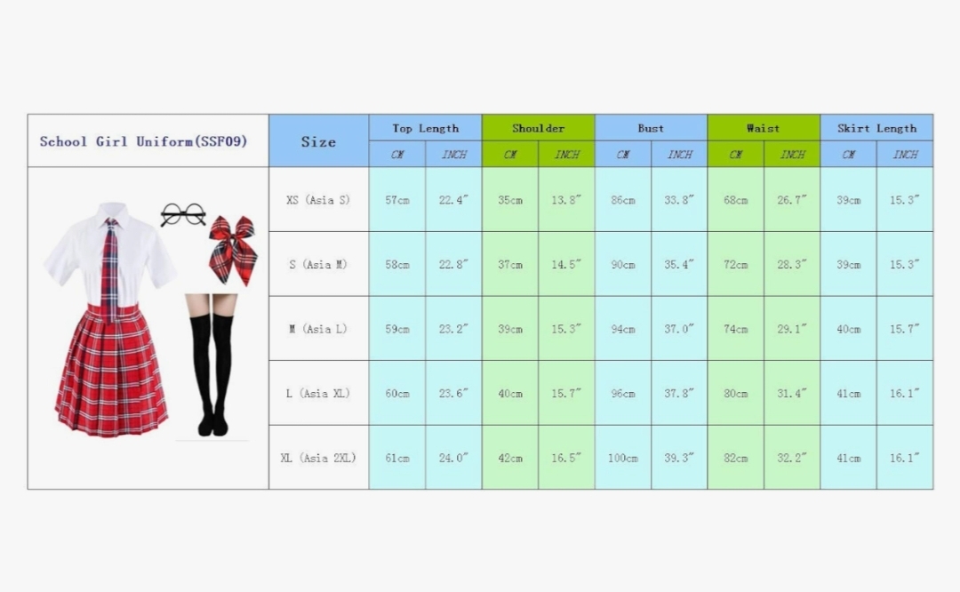 Japanese Tartan Pleated School Uniform Cosplay Costumes with Socks Set, XL - Image 12