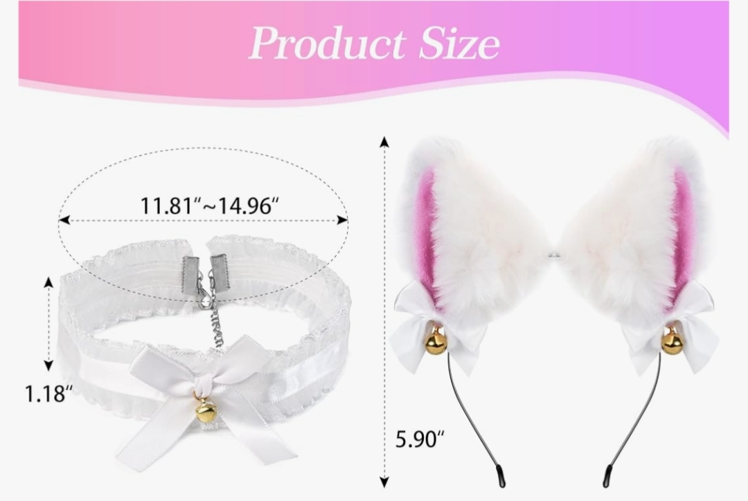 Costume Accessory Set for Women, Cosplay Party Costume, Handmade Plush Ear Set - Image 7