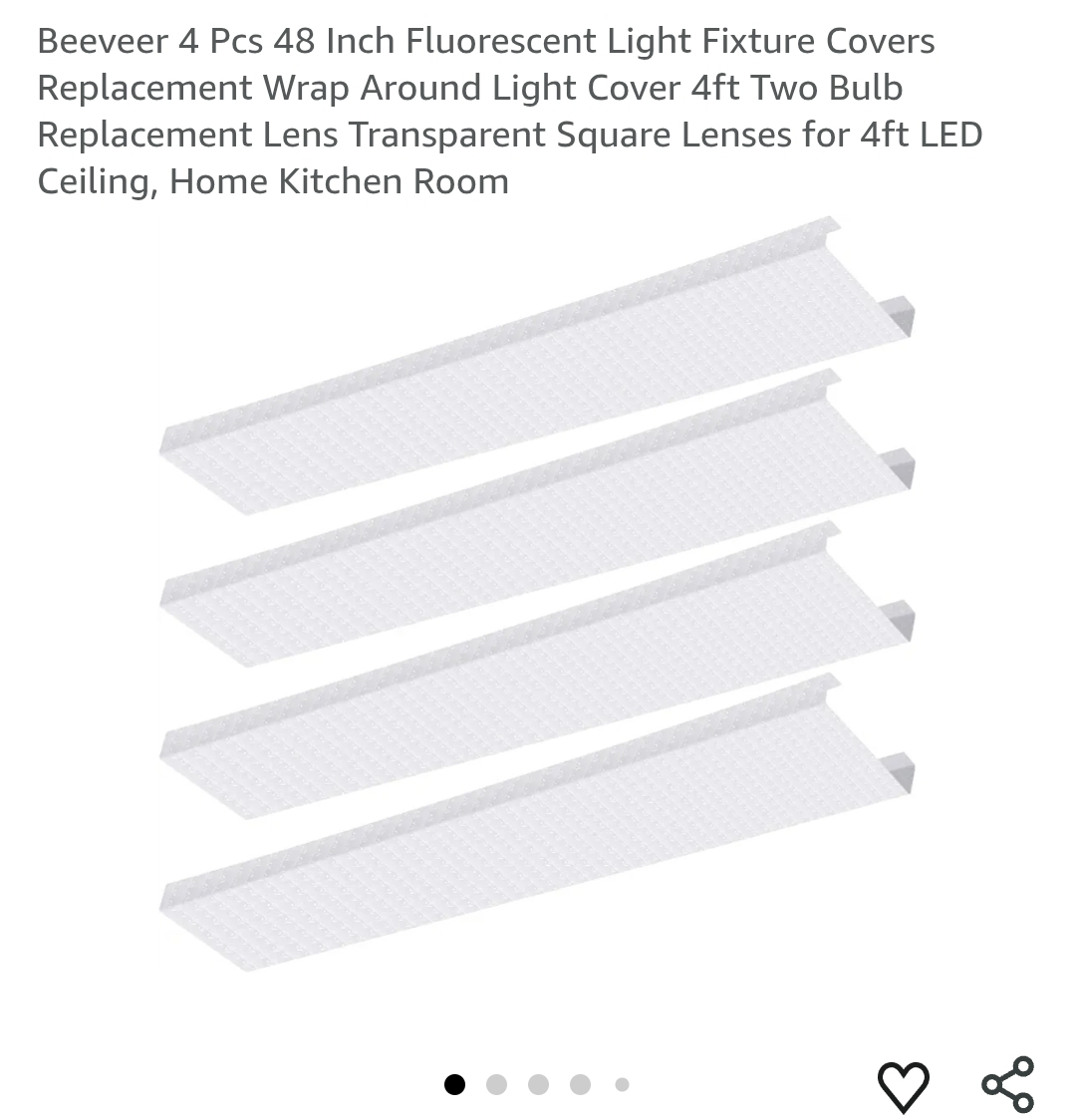 4 Pcs 48 Inch Fluorescent Light Fixture Covers Replacement Wrap Around Light Cover 4ft Two Bulb Replacement Lens Transparent Square Lenses - Image 4