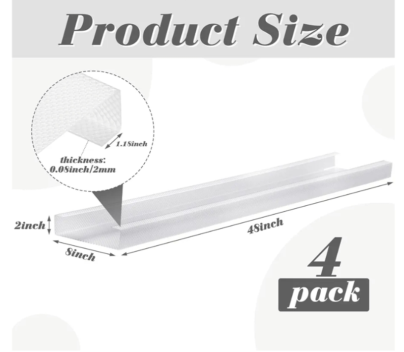 4 Pcs 48 Inch Fluorescent Light Fixture Covers Replacement Wrap Around Light Cover 4ft Two Bulb Replacement Lens Transparent Square Lenses - Image 5