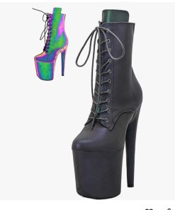 Women's 8 Inch Pole Dance Ankle Boots Shoes 20cm Platform Stiletto Exotic Heel, Shoe Size 6