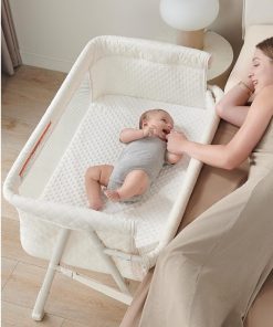 Bassinet Bedside Sleeper, Baby Crib for Newborn, Baby Bassinets Bedside Sleeper with 4 Auto-Lock & Adjustable Height