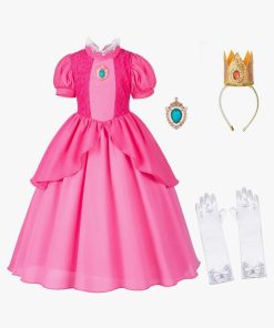 Pink Princess Peach Costume for Girls Dress Up, [Girls 4-5 years]