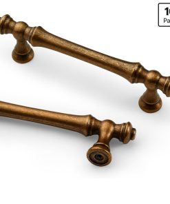 10 Pack 3.75 Inch (96mm) Antique Brass Kitchen Cabinet Handles, Vintage