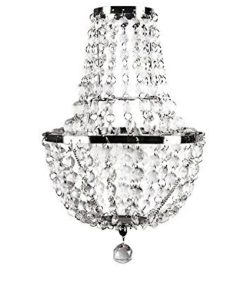 Crystal & Chrome Pendant Light in Chandelier Style - White Diamond | 9" x 9" x 15"
