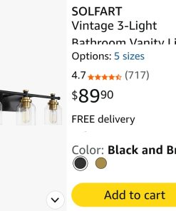Alternative view of 3-Light Industrial Bathroom Vanity Sconce, Black Gold Finish, Matte Black, Brushed Gold