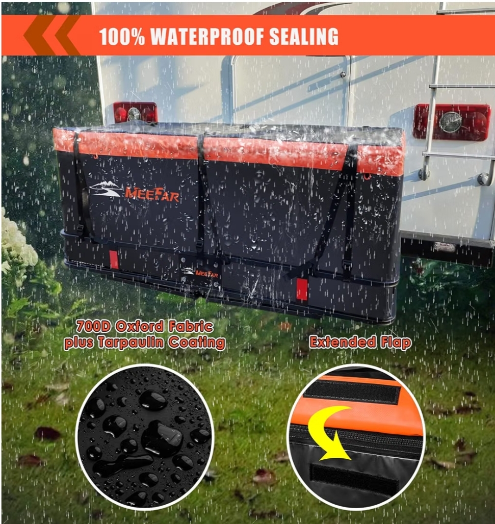 Hitch Mount Cargo Carrier Bag 100% Waterproof 19.7 Cubic Feet Luggage Rack - Image 9