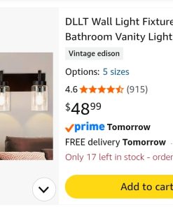 Alternative view of Wall Light Fixture, Vintage Bathroom Vanity Light with 3 Clear Glass Shade