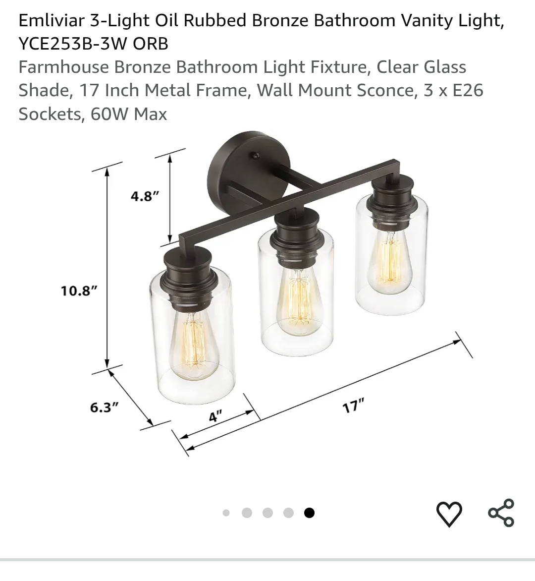 New Emliviar 3-Light Oil Rubbed Bronze Bathroom Vanity Light - Image 6
