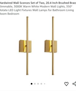 Hardwired Wall Sconces Set of Two, 20.4 Inch Brushed Brass/ Brushed Gold
