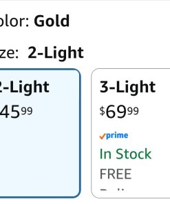 Alternative view of Gold Bathroom Light Fixtures 2 Light