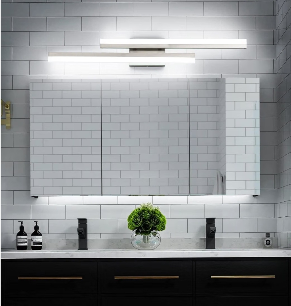 32 Inch LED Bathroom Vanity Light Bar, Modern Brushed Nickel Bath Lighting Fixture Over Mirror Dimmable